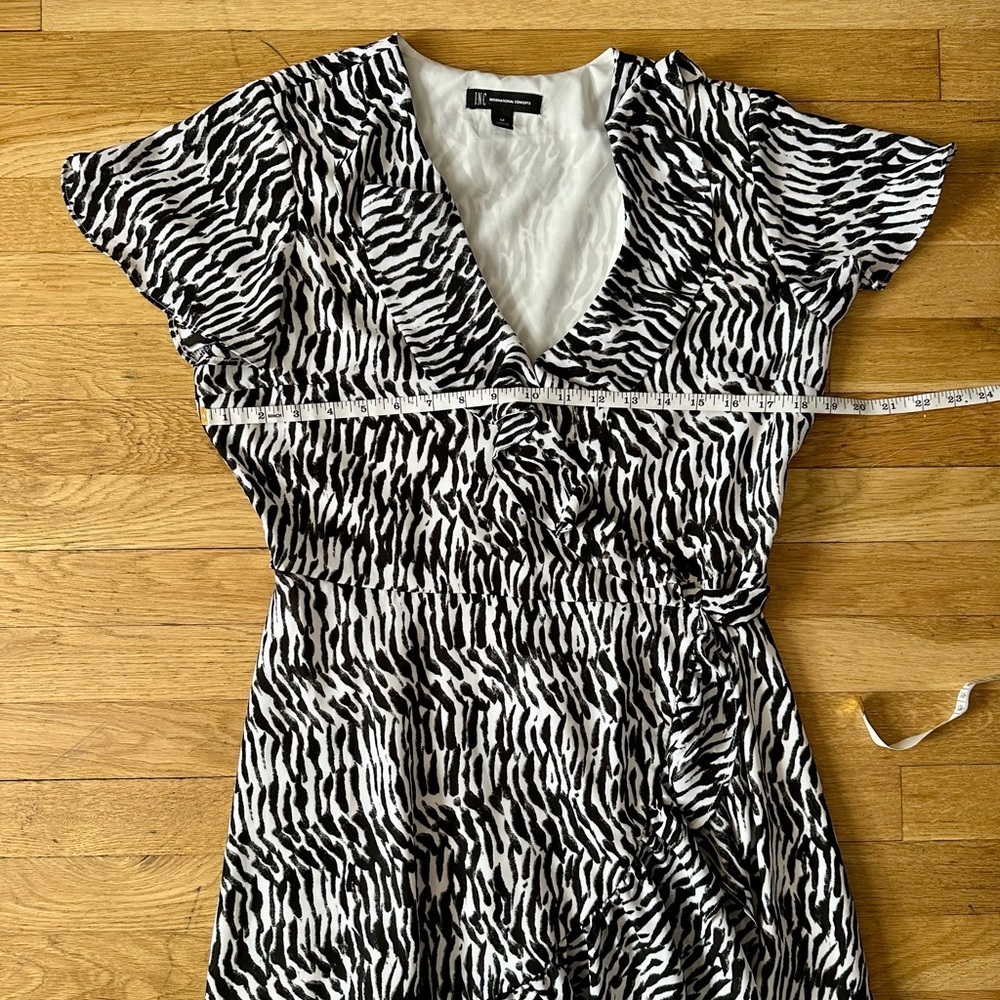 🖤 INC Zebra Print Wrap Dress | Effortless Chic & Modern‎ Grace 🦓 - Picture 2 of 6